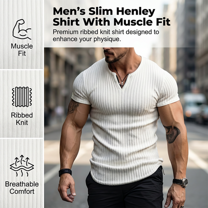 🔥Limited-time offer-Men's Slim Solid Henley Shirt