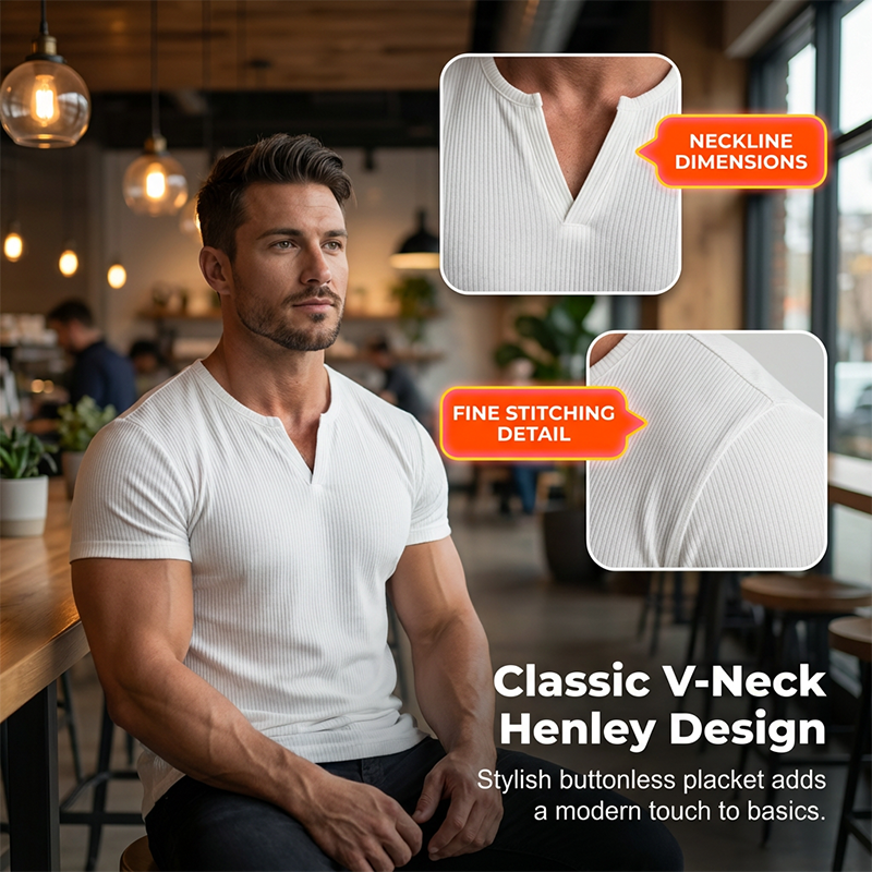 🔥Limited-time offer-Men's Slim Solid Henley Shirt