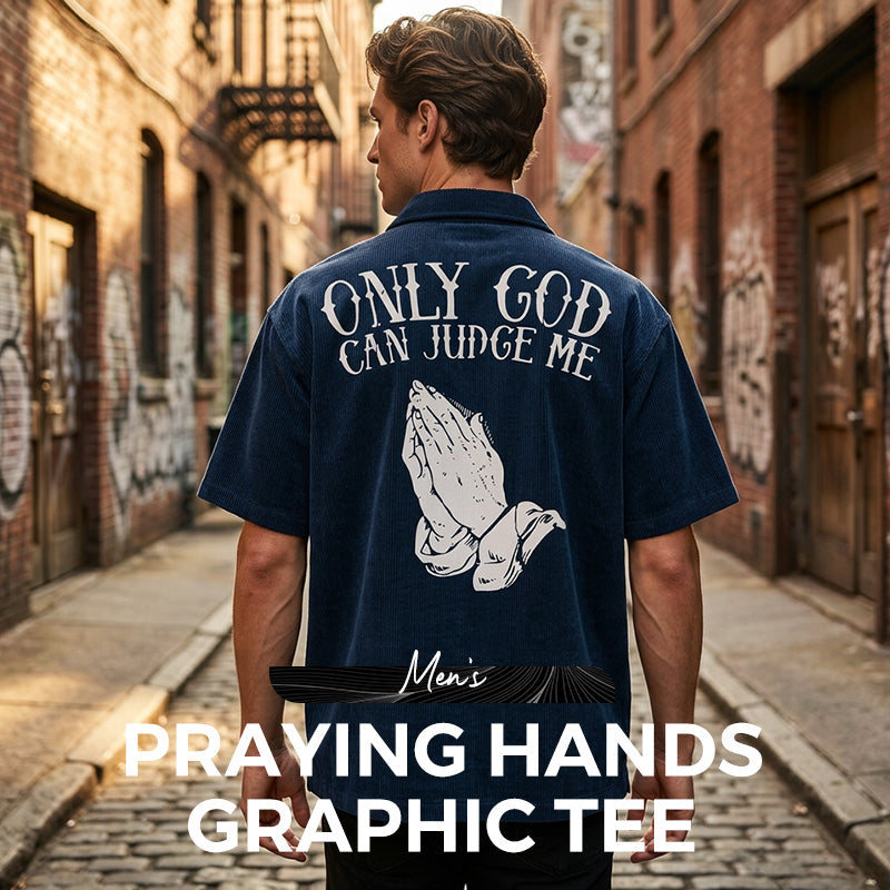 👕40% OFF!🙏Men's Praying Hands Graphic Tee – Cotton, Casual, Symbolic, Versatile ✨