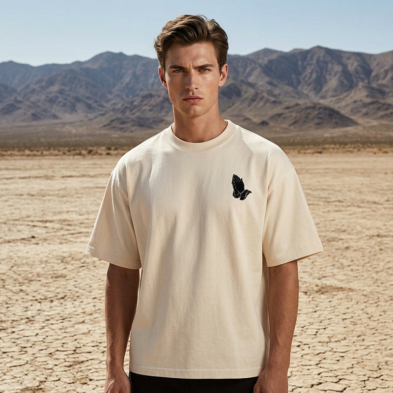 👕40% OFF!🙏Men's Praying Hands Graphic Tee – Cotton, Casual, Symbolic, Versatile ✨