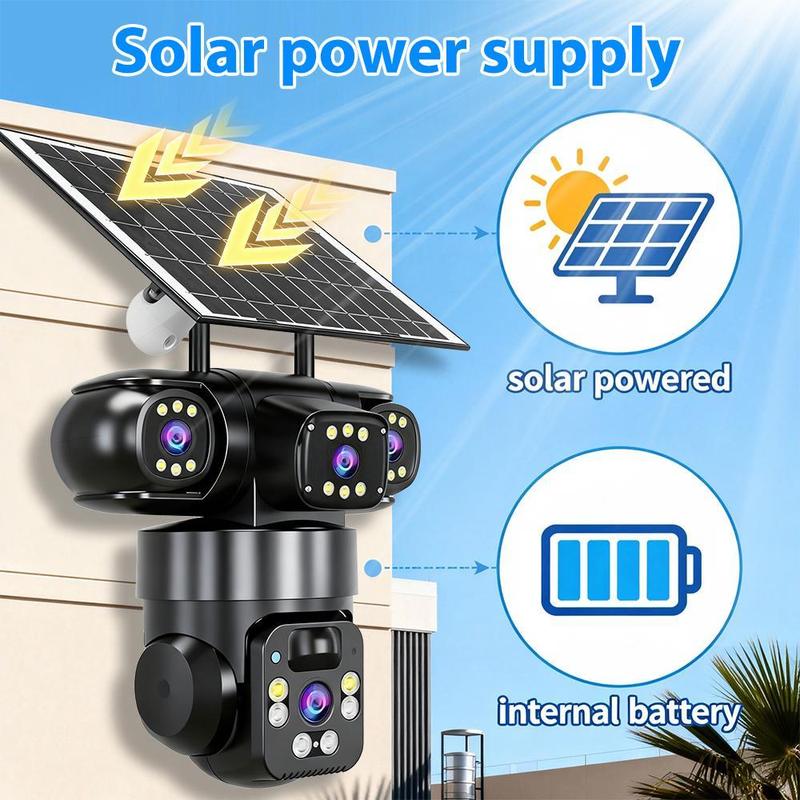 📹🔋 Câmera de Segurança Solar 360° com Visão Noturna Colorida – Proteção Total Sem Fio