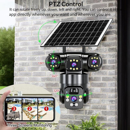 📹🔋 Câmera de Segurança Solar 360° com Visão Noturna Colorida – Proteção Total Sem Fio