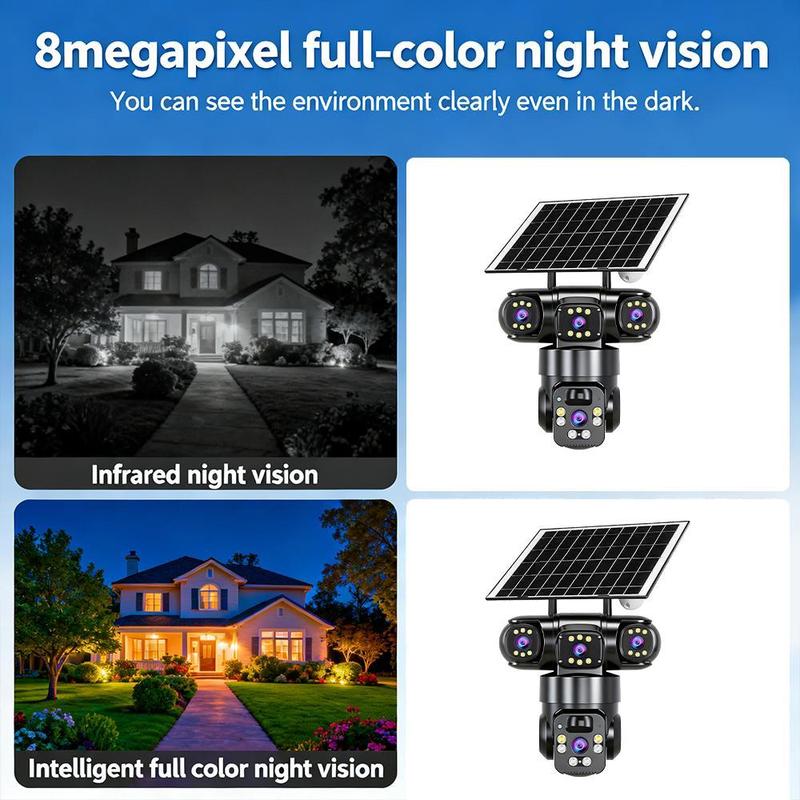 📹🔋 Câmera de Segurança Solar 360° com Visão Noturna Colorida – Proteção Total Sem Fio