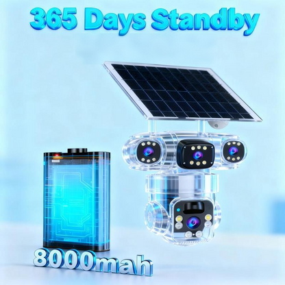📹🔋 Câmera de Segurança Solar 360° com Visão Noturna Colorida – Proteção Total Sem Fio