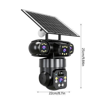 📹🔋 Câmera de Segurança Solar 360° com Visão Noturna Colorida – Proteção Total Sem Fio