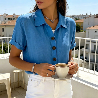 Women's Summer Casual Cotton-Linen Shirt