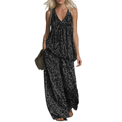 ⏰🔥LIMITED TIME 50% OFF! 💃 Sleeveless Halter Top & Wide-Leg Pants Set – Flowy, Comfortable & Effortlessly Chic ✨🌿