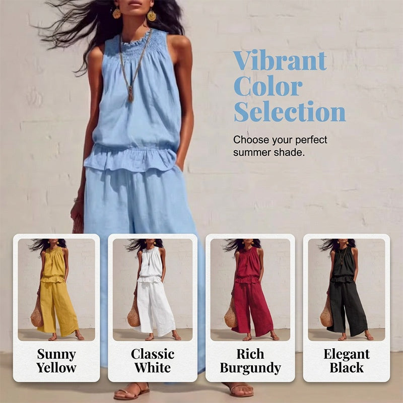 💥2026 Newest Model-Women's Sleeveless Smocked Neck Top & Pants Set