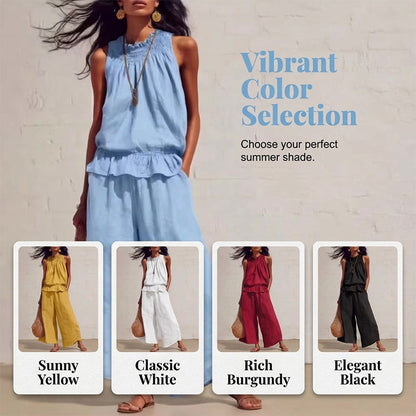 💥2026 Newest Model-Women's Sleeveless Smocked Neck Top & Pants Set