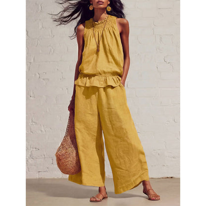 💥2026 Newest Model-Women's Sleeveless Smocked Neck Top & Pants Set