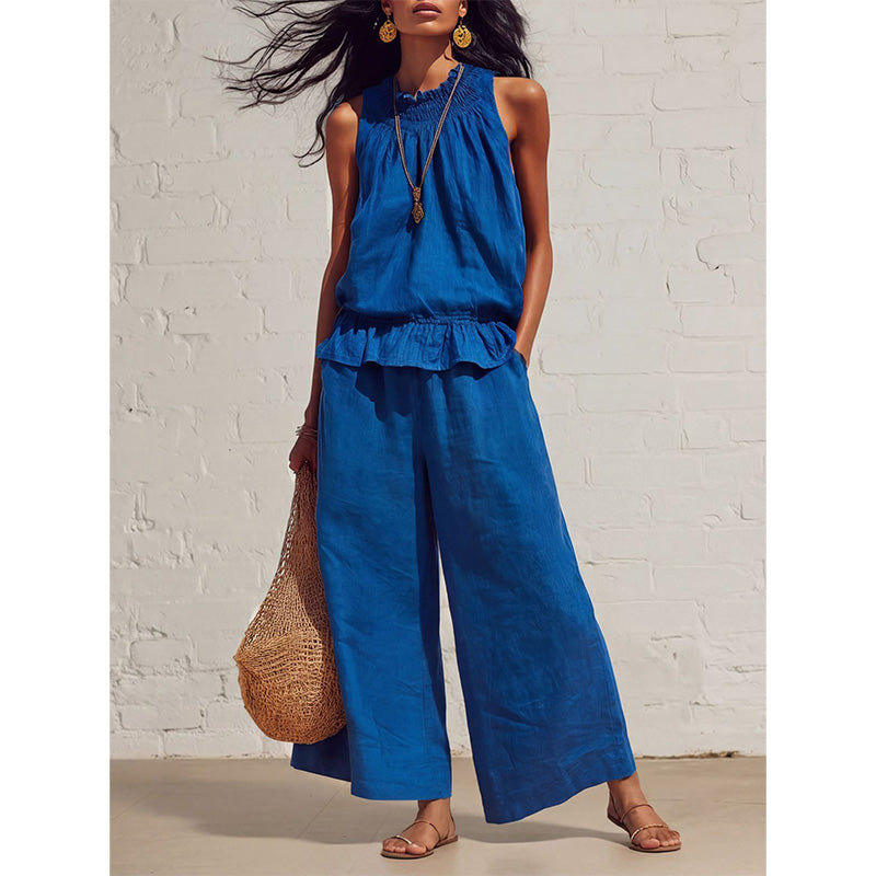 💥2026 Newest Model-Women's Sleeveless Smocked Neck Top & Pants Set