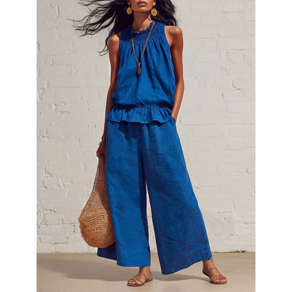 💥2026 Newest Model-Women's Sleeveless Smocked Neck Top & Pants Set