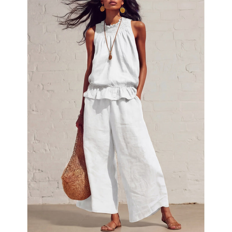 💥2026 Newest Model-Women's Sleeveless Smocked Neck Top & Pants Set