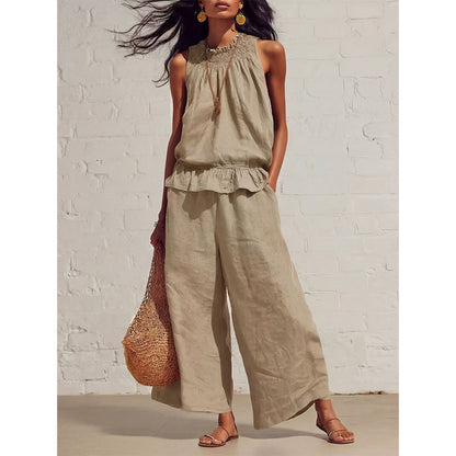 💥2026 Newest Model-Women's Sleeveless Smocked Neck Top & Pants Set