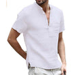 Men's Short Sleeve Linen Blend Henley Shirt