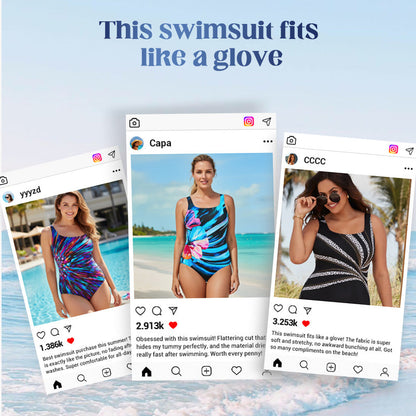 📢📢50% OFF !! ⏰ Fashion Printed One-Piece Swimsuit | Soft Stretch Fabric & Ruching Detail for an Instant Slimming Look