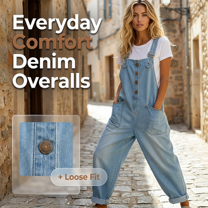 Women's Casual Baggy Denim Overalls with Pockets
