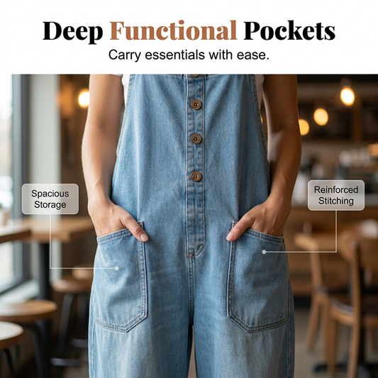 🔥Limited-time offer-Women's Casual Baggy Denim Overalls with Pockets