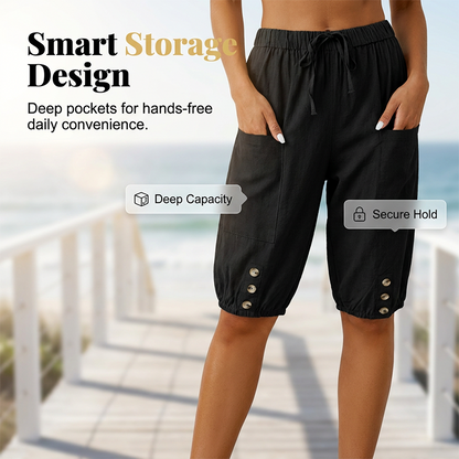 Women's Capri Pants with Drawstring Waist