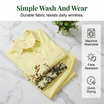 🔥Hot Deals-Artistic Floral Print Button-Down Set