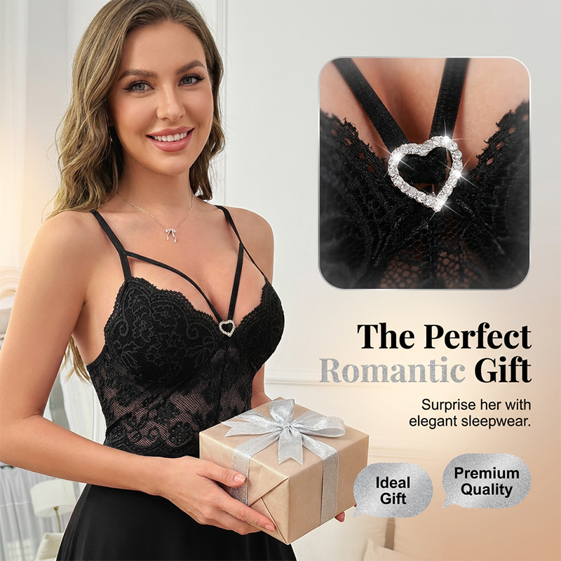 🌙✨ Lingerie noturna de renda elegante que valoriza suas curvas e aumenta sua confiança com sofisticação
