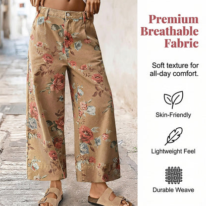 🌿HOT DEAL 50% OFF! 👖 Women’s Cropped Jeans – Chic Floral Print & Relaxed Wide-Leg Fit ☀️✨