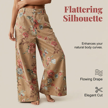 🌿HOT DEAL 50% OFF! 👖 Women’s Cropped Jeans – Chic Floral Print & Relaxed Wide-Leg Fit ☀️✨