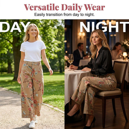 🌿HOT DEAL 50% OFF! 👖 Women’s Cropped Jeans – Chic Floral Print & Relaxed Wide-Leg Fit ☀️✨