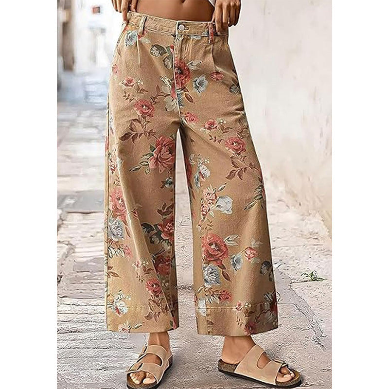 🌿HOT DEAL 50% OFF! 👖 Women’s Cropped Jeans – Chic Floral Print & Relaxed Wide-Leg Fit ☀️✨