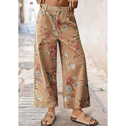 🌿HOT DEAL 50% OFF! 👖 Women’s Cropped Jeans – Chic Floral Print & Relaxed Wide-Leg Fit ☀️✨