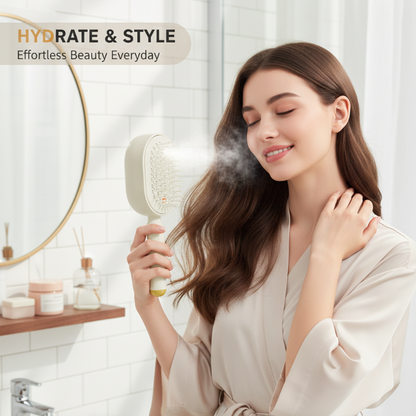 ✨💆‍♀️ Escova elétrica com spray e massagem – desembaraça e nutre o cabelo
