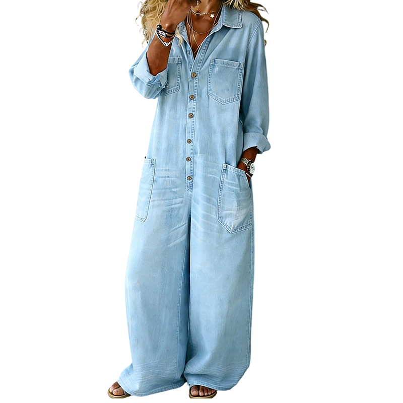 💥New Arrivals & Special Offers-Women's Casual Long Sleeve Denim Jumpsuit