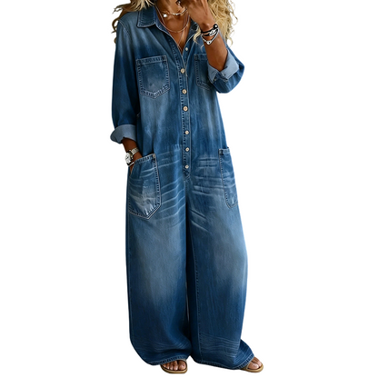 💥New Arrivals & Special Offers-Women's Casual Long Sleeve Denim Jumpsuit