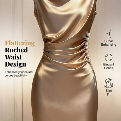 📢📢40% OFF !! ⏰ Women’s Sleeveless Cowl Neck Midi Dress – Elegant, Chic & Effortless ✨