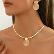 ✨💛 Conjunto de joias geométricas banhado a ouro – colar e brincos elegantes