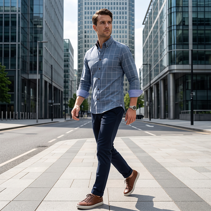 🔥Limited-time offer-Men's Modern Fit Windowpane Shirt