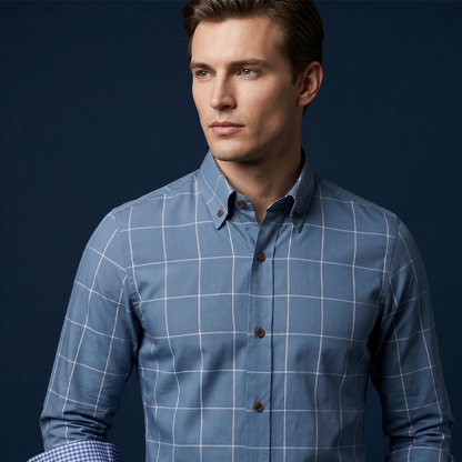 🔥Limited-time offer-Men's Modern Fit Windowpane Shirt