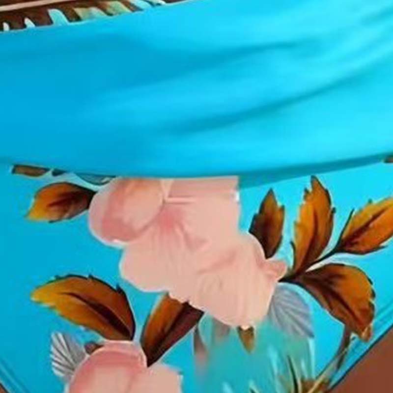סט ביקיני לנשים עם הדפס פרחוני ומותניים גבוהות