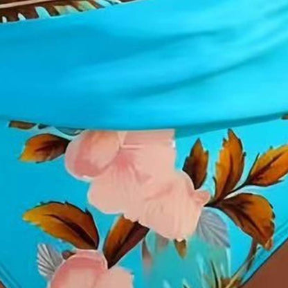 סט ביקיני לנשים עם הדפס פרחוני ומותניים גבוהות