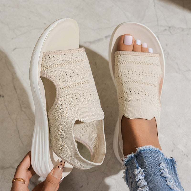 👡✨ Sandália feminina em malha respirável com plataforma leve e confortável para o verão