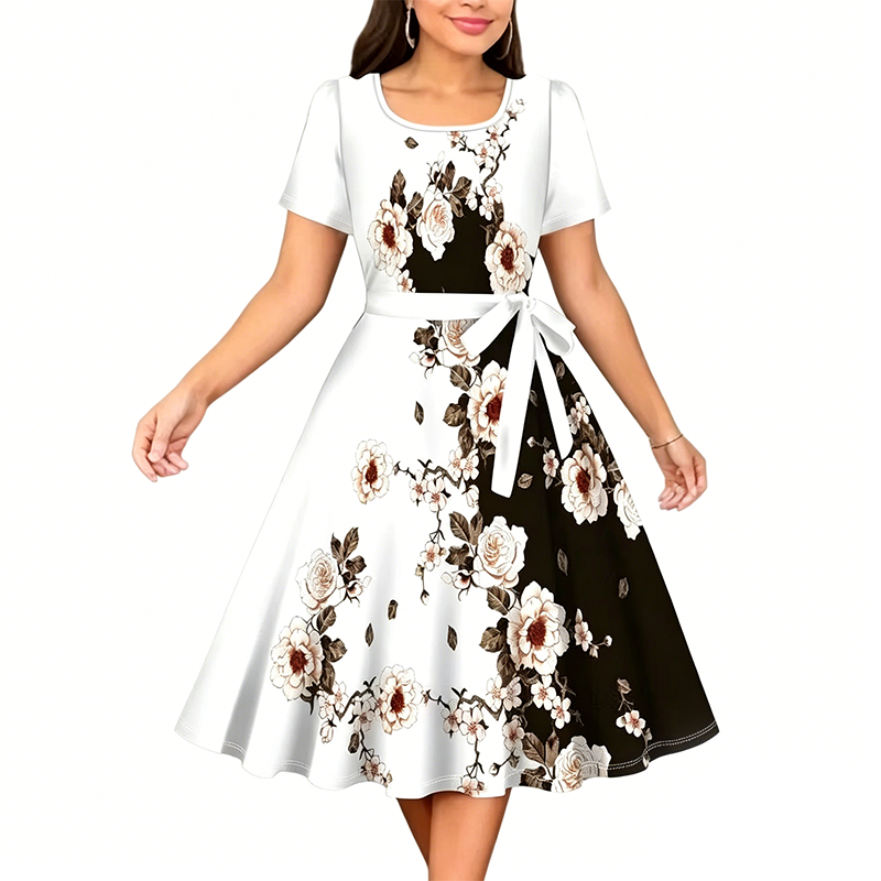 ✨👗 Vestido floral elegante feminino estampa moderna e caimento em A