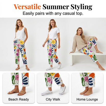 🌸👖 Calça curta floral leve e respirável perfeita para o verão e uso diário