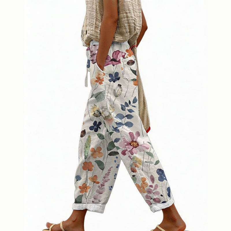 🌸👖 Calça curta floral leve e respirável perfeita para o verão e uso diário