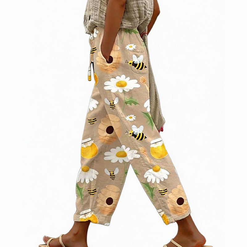 🌸👖 Calça curta floral leve e respirável perfeita para o verão e uso diário
