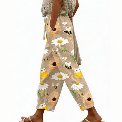 🌸👖 Calça curta floral leve e respirável perfeita para o verão e uso diário