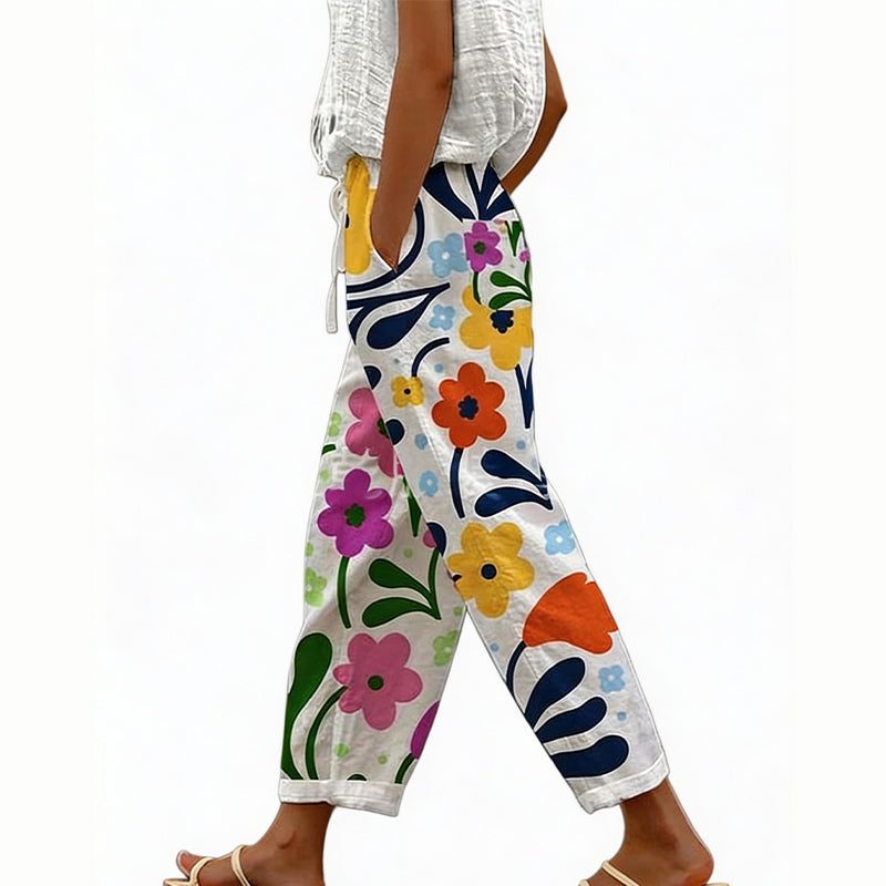 🌸👖 Calça curta floral leve e respirável perfeita para o verão e uso diário