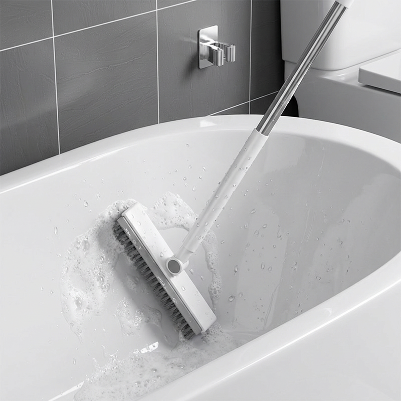 🧼✨ Escova de limpeza de piso 2 em 1 com cabo longo e rodo – limpeza fácil sem esforço
