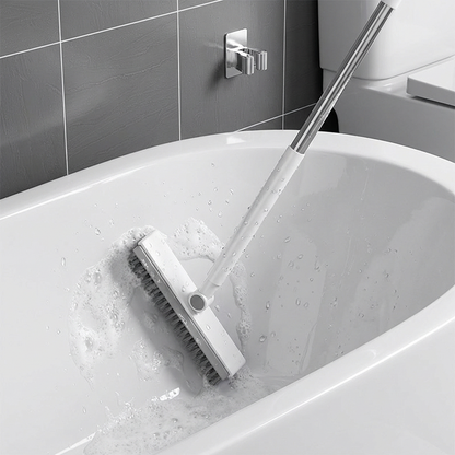 🧼✨ Escova de limpeza de piso 2 em 1 com cabo longo e rodo – limpeza fácil sem esforço
