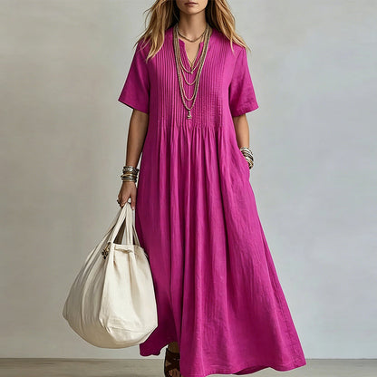 👗✨ Vestido maxi feminino com decote em V que valoriza a silhueta com elegância e conforto