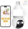 🔥Totalmente atualizada✨Câmera de segurança em formato de lâmpada de 4MP, sem fio 5G e 2.4GHz, para ambientes internos e externos, com visão noturna.